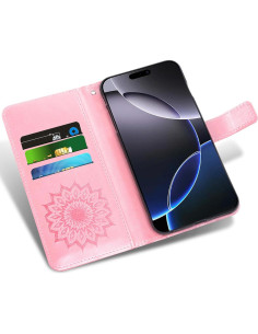 Funda Asuwish para iPhone 16 Pro Max Cartera Rosa Dorado 2