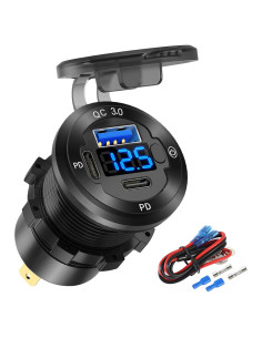 Cargador USB 12V Hapytrip 3 Puertos con Voltímetro