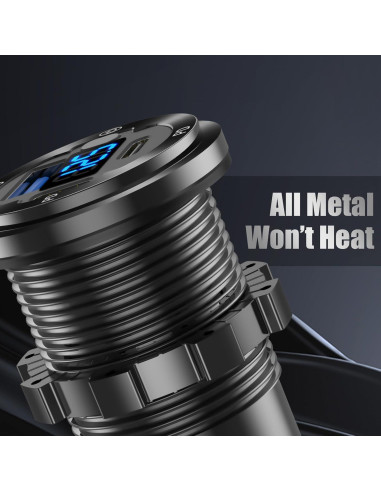 Cargador USB 12V Hapytrip 3 Puertos con Voltímetro