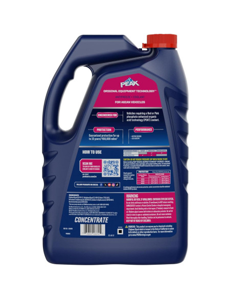 Anticongelante PEAK Larga Vida Rojo 3.78L para Vehículos Asiáticos