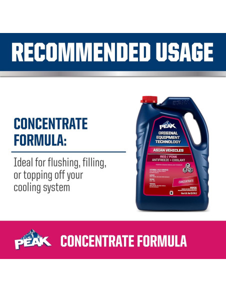 Anticongelante PEAK Larga Vida Rojo 3.78L para Vehículos Asiáticos