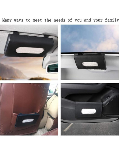 Porta Pañuelos de Cuero Carstuus Negro para Coche