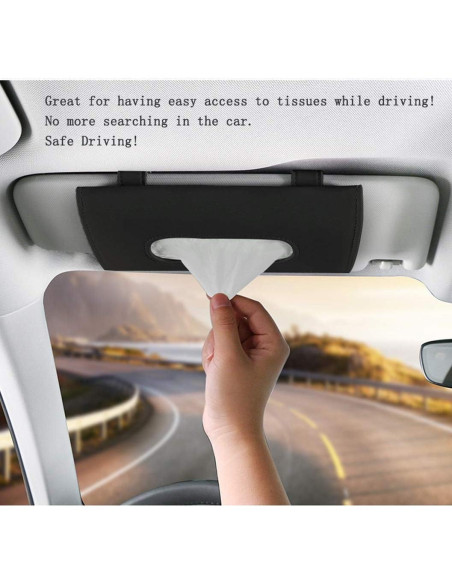 Porta Pañuelos de Cuero Carstuus Negro para Coche
