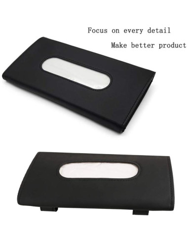 Porta Pañuelos de Cuero Carstuus Negro para Coche