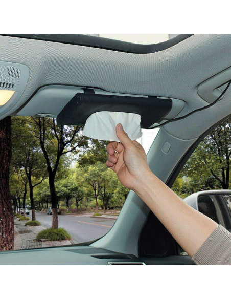 Porta Pañuelos de Cuero Carstuus Negro para Coche