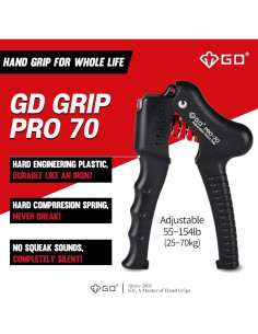 Fortalecedor de Agarre GD PRO-70 Ajustable 25-70kg Negro 2