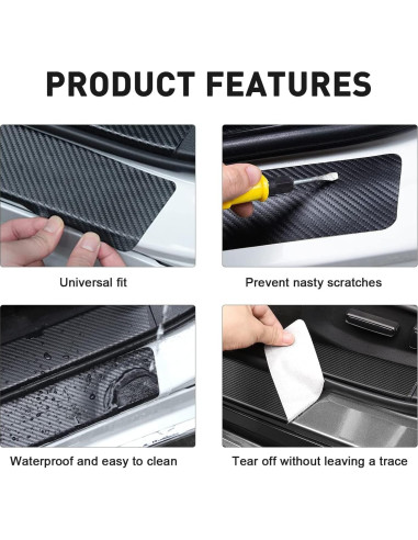 4 Protectores de Umbral de Puerta DAOPERS CHAXEL Fibra Carbono