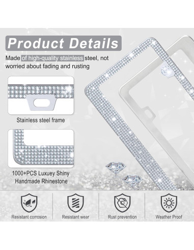 Marco de Placa de Licencia Amiss 2Pack Cristales Blanco