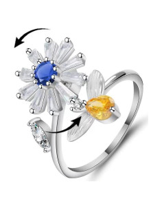 Anillo Giratorio Ajustable ChenLanLan con Zirconia y Diseño Colorido