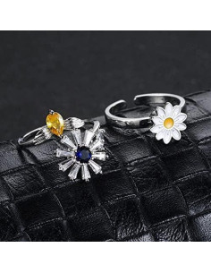 Anillo Giratorio Ajustable ChenLanLan con Zirconia y Diseño Colorido 2