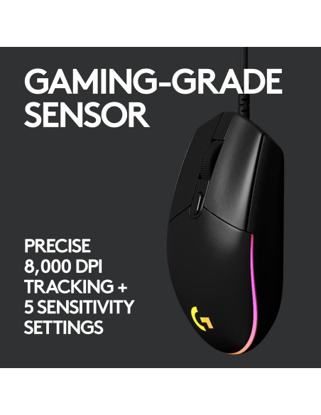 Logitech G203 Ratón Gaming Con Cable 8000 DPI RGB Negro Logitech G203 Ratón Gaming Con Cable 8000 DPI RGB Negro