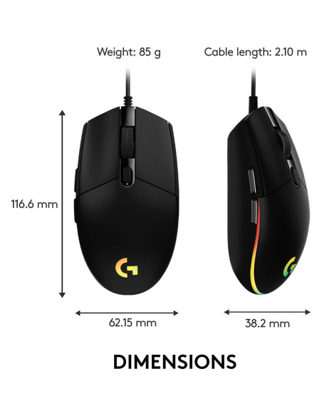 Logitech G203 Ratón Gaming Con Cable 8000 DPI RGB Negro Logitech G203 Ratón Gaming Con Cable 8000 DPI RGB Negro
