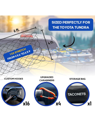 Red de Carga Bungee TacoNets para Toyota Tundra 2007-2024