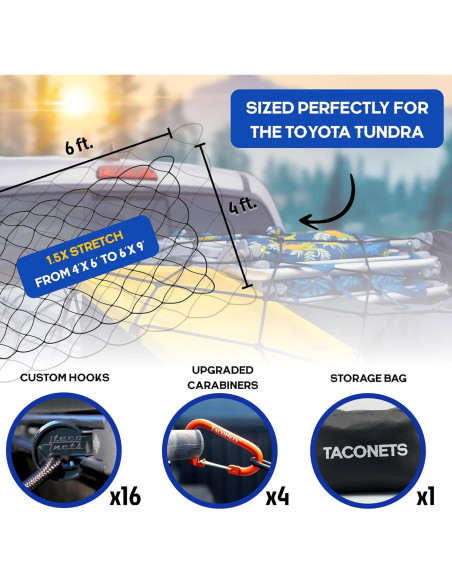 Red de Carga Bungee TacoNets para Toyota Tundra 2007-2024