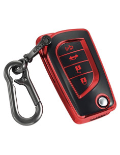 Cubierta de llavero Kirsnda TPU Rojo para Toyota 4 Botones