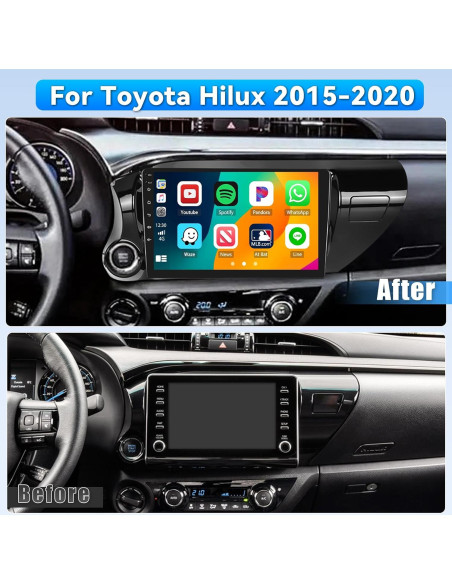 Estéreo de Coche Roinvou para Toyota Hilux 2015-2020 10.1"