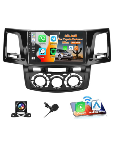 Estéreo Android 9'' Fuluku para Toyota Hilux 2005-2014 4+64GB