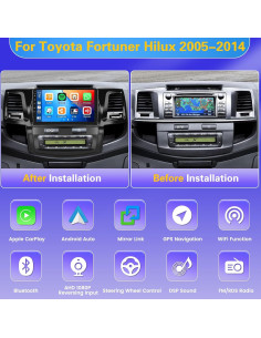 Estéreo Android 9'' Fuluku para Toyota Hilux 2005-2014 4+64GB 2