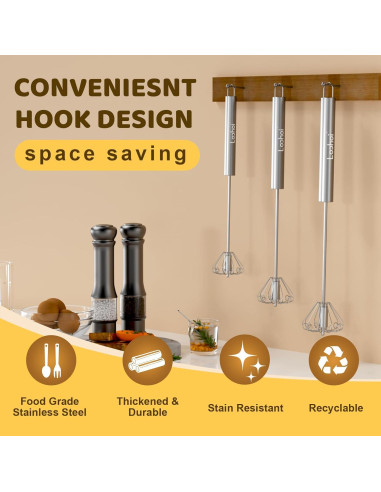 Batidor Semiautomático LOOHOI de Acero Inoxidable 25.4 cm