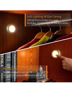 Luces Táctiles Adhesivas LED 5 Pack 7 cm Dorado/Blanco Cálido 2