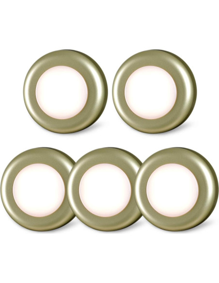 Luces Táctiles Adhesivas LED 5 Pack 7 cm Dorado/Blanco Cálido