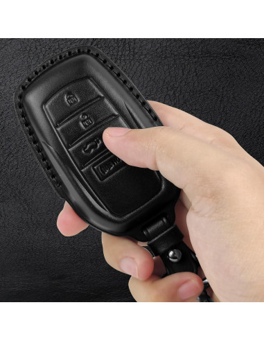 Funda de Llave Tukellen para Toyota 4 Botones de Cuero Negro