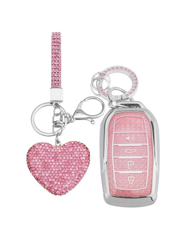Cubierta de llavero Toyota TPU Plata Rosa 2019-2024