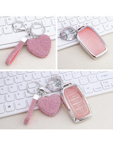 Cubierta de llavero Toyota TPU Plata Rosa 2019-2024
