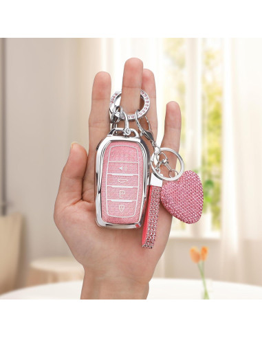 Cubierta de llavero Toyota TPU Plata Rosa 2019-2024