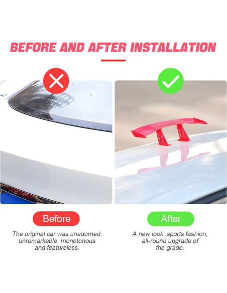 Alerón Mini para Coche BLAU GRUN 17x3.6 cm Rojo 3 Piezas