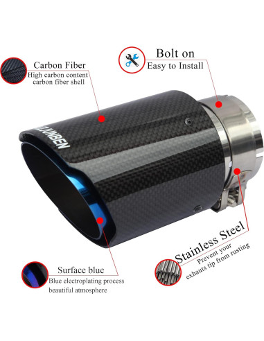 Punta de Escape Fibra de Carbono FAIZJUNBEN 6.5" 63mm