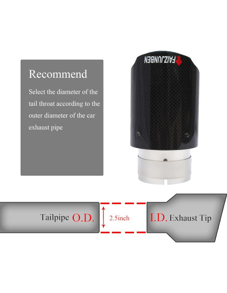 Punta de Escape Fibra de Carbono FAIZJUNBEN 6.5" 63mm