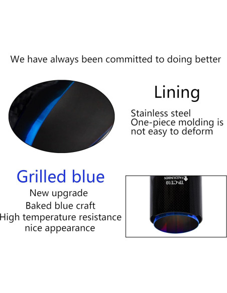 Punta de Escape Fibra de Carbono FAIZJUNBEN 6.5" 63mm