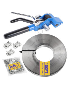 Kit de Banda de Acero Bubuweiying PRO-01 30,48 m 100 Hebillas