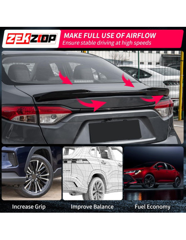 Alerón Trasero Zekzoop para Toyota Corolla 2020-2025 Negro