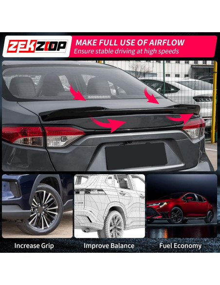 Alerón Trasero Zekzoop para Toyota Corolla 2020-2025 Negro