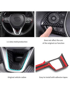 Cubierta Trim Volante Toyota Corolla RAV4 Fibra Carbono 3 Pzas 2