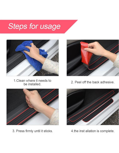 4 Protectores de Umbral de Puerta BLAU GRUN Negro/Rojo