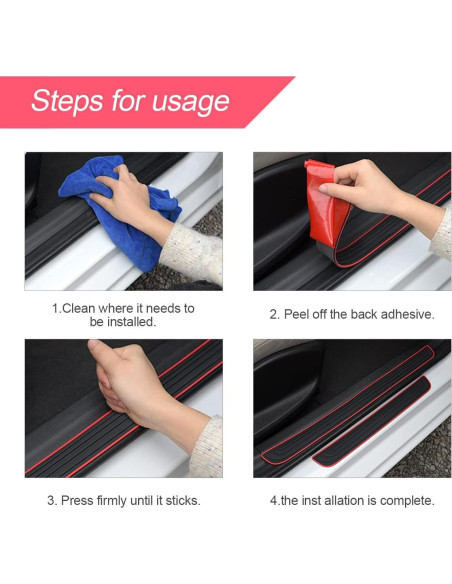 4 Protectores de Umbral de Puerta BLAU GRUN Negro/Rojo