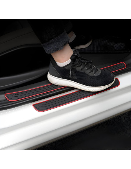 4 Protectores de Umbral de Puerta BLAU GRUN Negro/Rojo