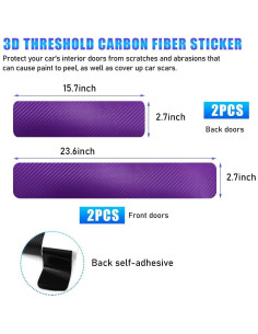 Protector de umbral de puerta coche Suvnie 4 PCS 3D Púrpura 2