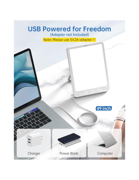 Lámpara de Terapia de Luz SUXIO 10000 Lux con 3 Modos y Temporizadores