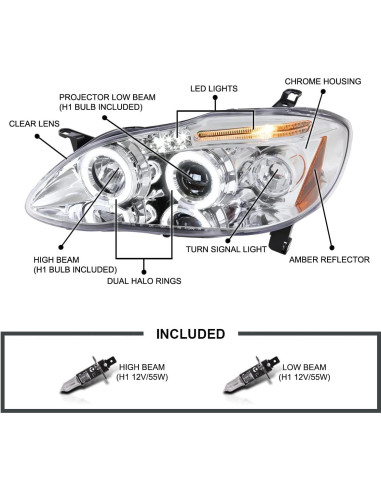 Faros Proyector LED Spec-D Tuning para Toyota Corolla 2003-2008