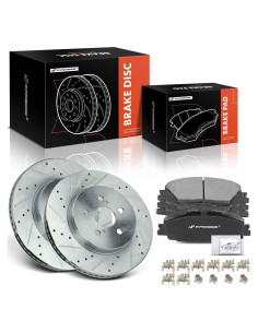 Discos de Freno Perforados y Ranurados A-Premium + Pastillas Cerámicas Toyota Corolla 2019-2022