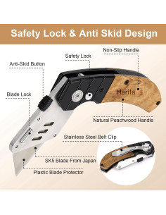 Cortador de Caja Harita Plegable con Mango de Madera y 5 Cuchillas 2