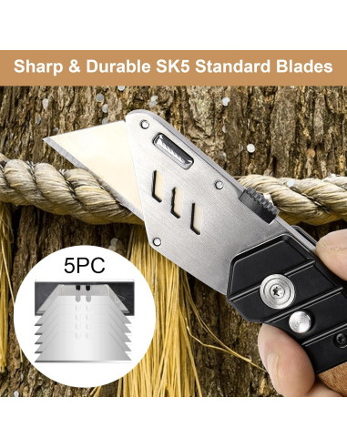 Cortador de Caja Harita Plegable con Mango de Madera y 5 Cuchillas