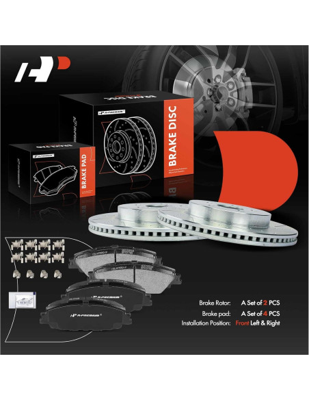 Discos de Freno Perforados y Ranurados A-Premium + Pastillas Cerámicas Toyota Corolla 2019-2022
