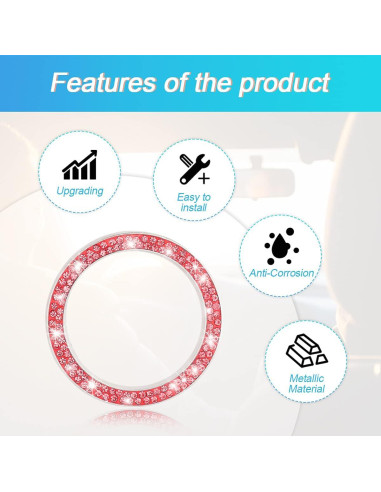 Anillos de Inicio de Motor AUKEPO Cristal Brillante Rojo