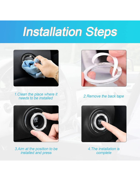 Anillos de Inicio de Motor AUKEPO Cristal Brillante Rojo