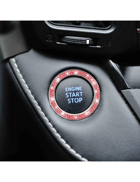 Anillos de Inicio de Motor AUKEPO Cristal Brillante Rojo